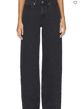 rag & bone Black Quilted Wide-Leg Jeans